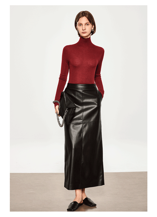 Sous-vêtement technique lavable en laine dorée à col roulé sans coutures, calibre 18