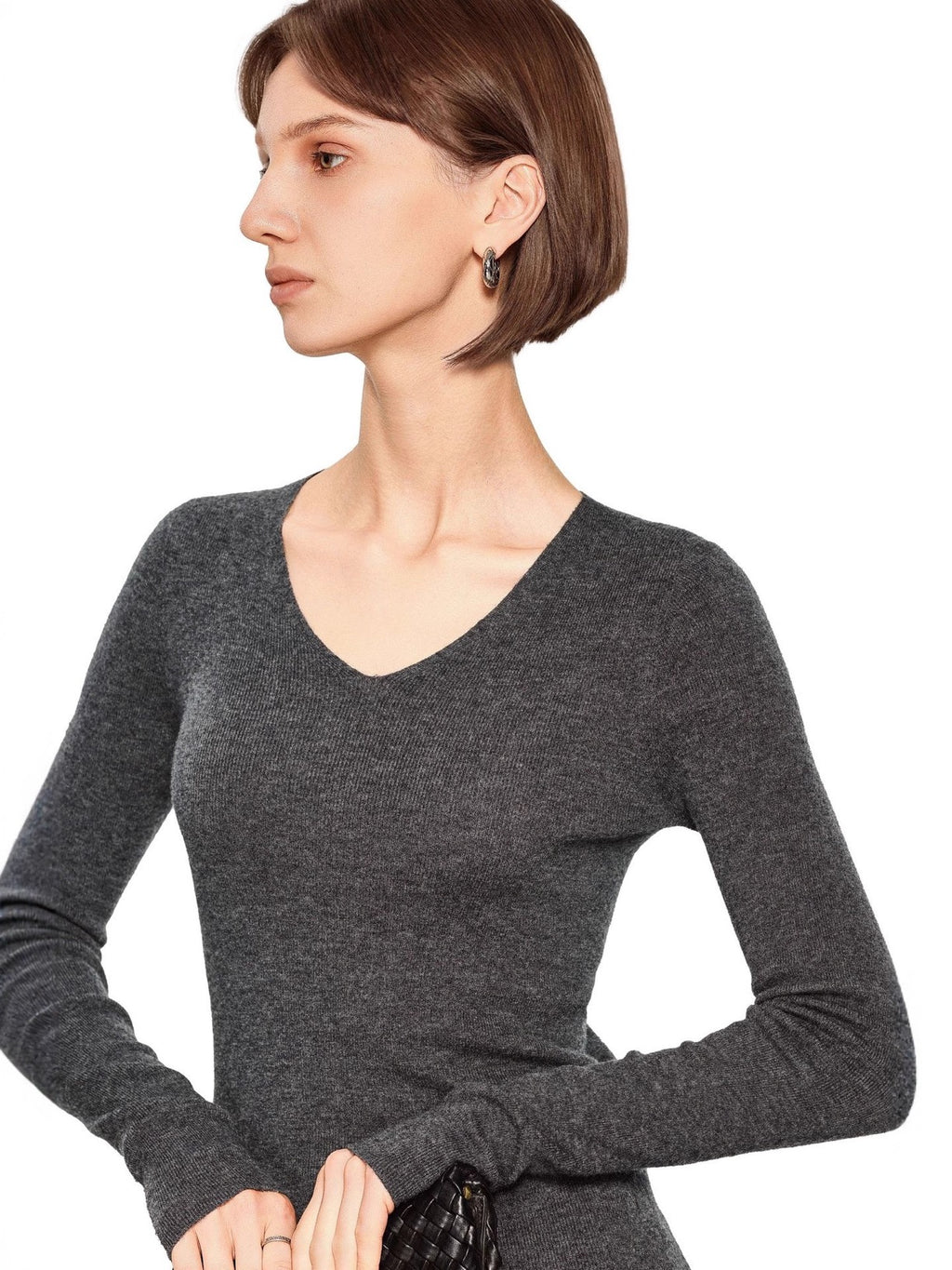 Sous-vêtement technique sans coutures, lavable en machine, col en V, en maille de laine fine