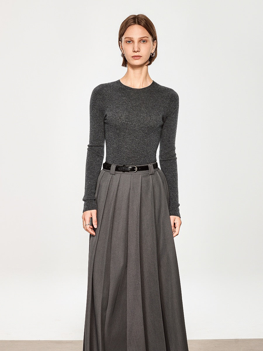 Sous-vêtement technique sans coutures, lavable en machine, en maille fine de laine à col rond