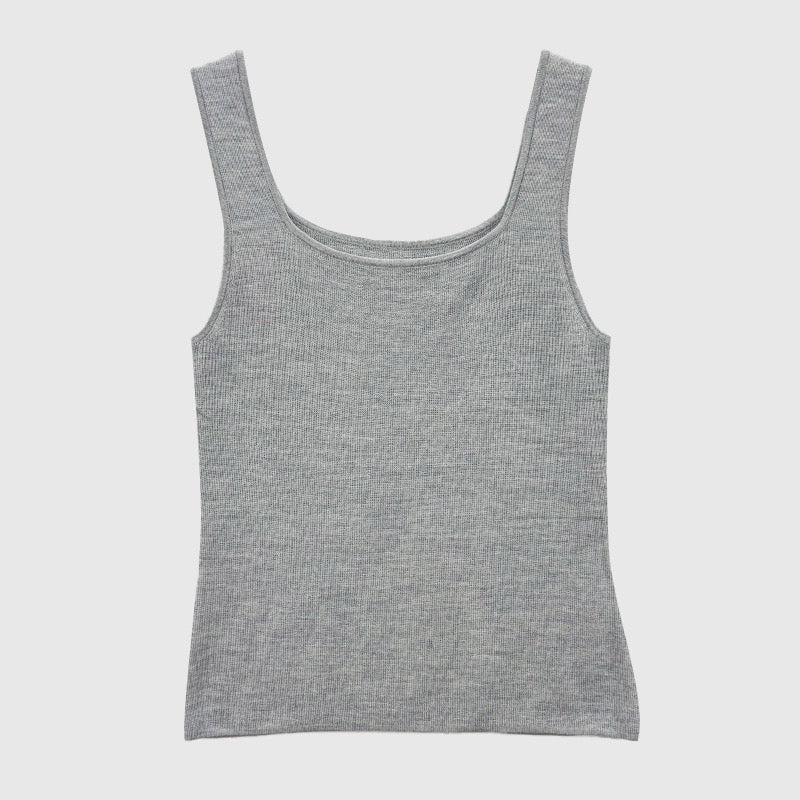 Gilet tricoté en mélange de soie de mûrier et de laine